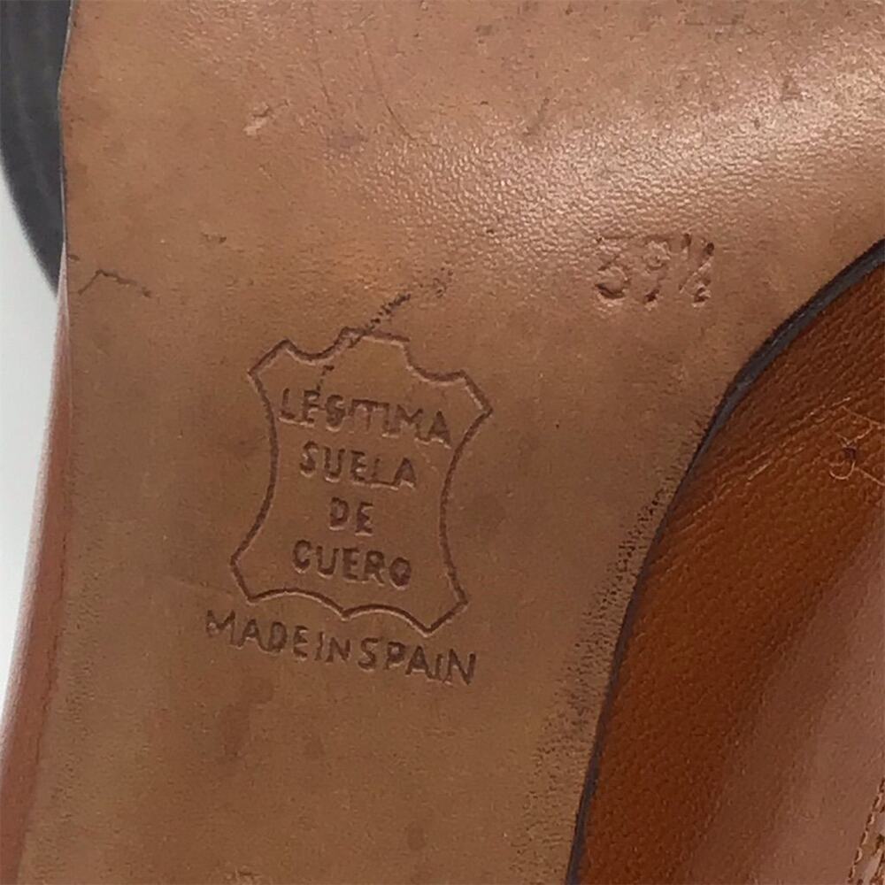 Los Pequenos Suizos Espana Womens Size 8.5 Brown Leather Wingtip Brogue Heels - Picture 7 of 10